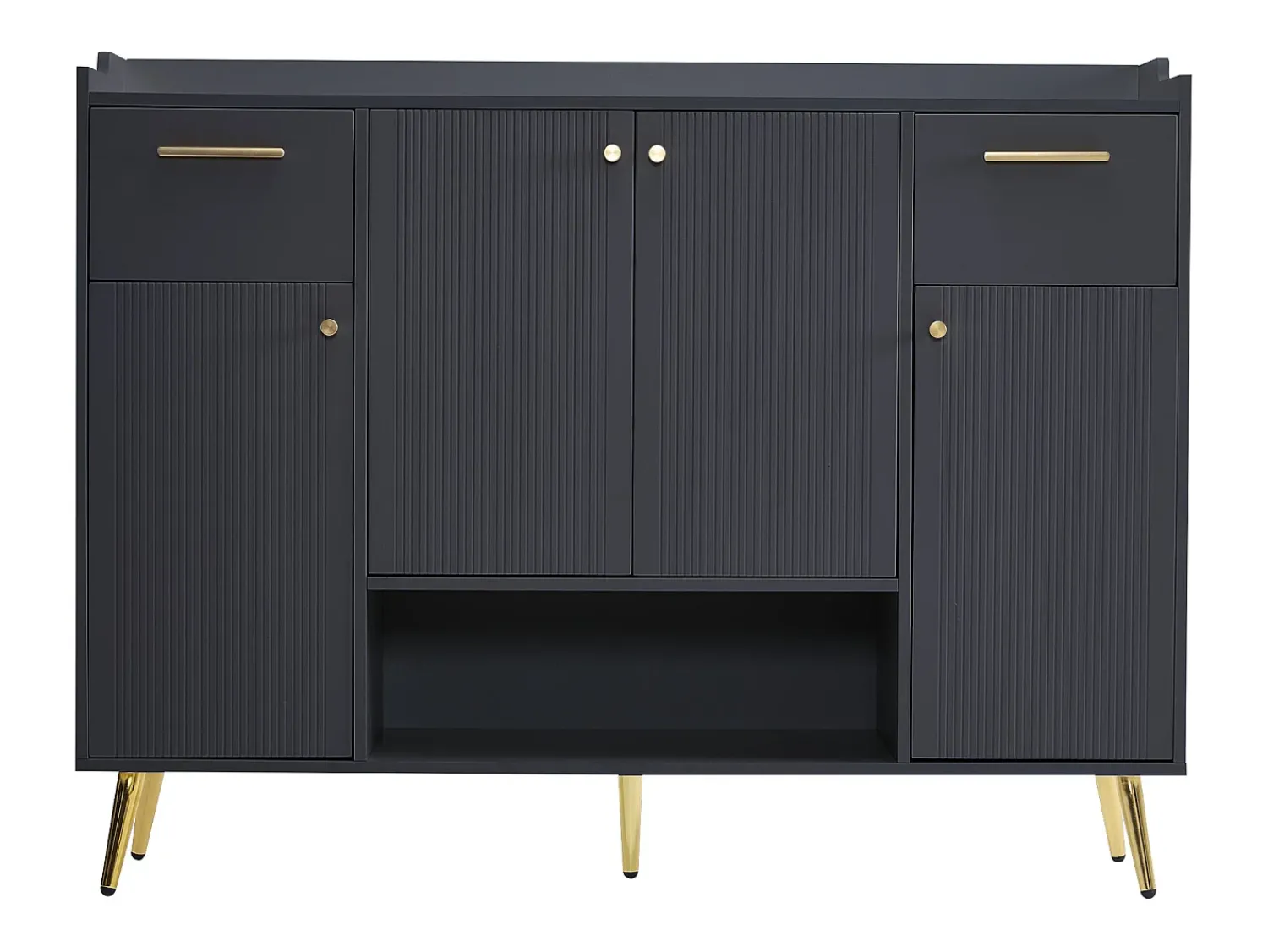 Móvel De Arrumação|Sapateira|ModernLuxe Sapateira - 2 gavetas + 4 portas + compartimento aberto - Preto