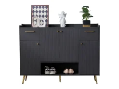 Móvel De Arrumação|Sapateira|ModernLuxe Sapateira - 2 gavetas + 4 portas + compartimento aberto - Preto