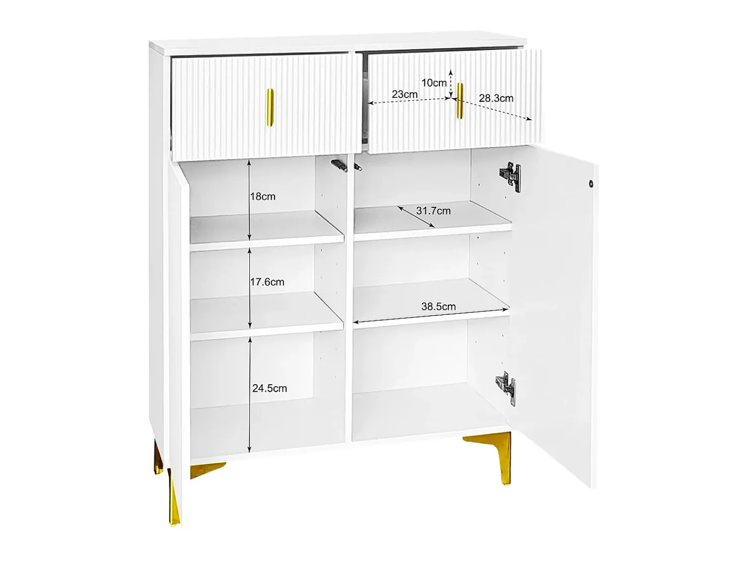 Merax sapateira - 83 x 35 x 101 cm - com 2 portas + 2 gavetas + prateleiras reguláveis - aglomerado -^ Móvel De Arrumação|Sapateira