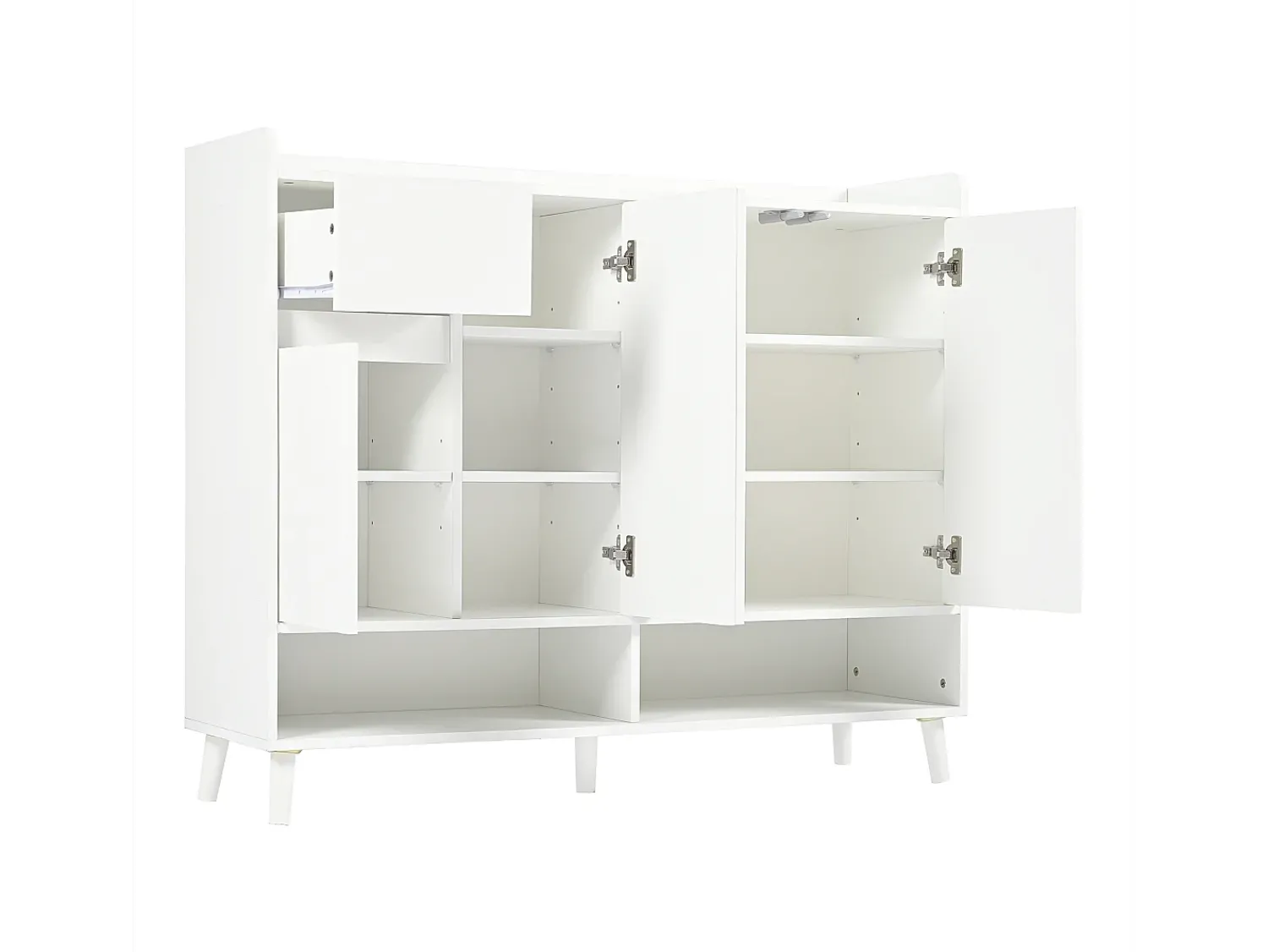 Móvel De Arrumação|Sapateira|Merax Sapateira - 120 x 35 x 99 cm - com 4 portas e 1 gaveta + prateleira ajustável - amplo espaço de armazenamento - aglomerado - Branco