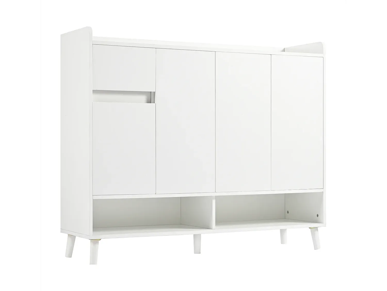 Móvel De Arrumação|Sapateira|Merax Sapateira - 120 x 35 x 99 cm - com 4 portas e 1 gaveta + prateleira ajustável - amplo espaço de armazenamento - aglomerado - Branco
