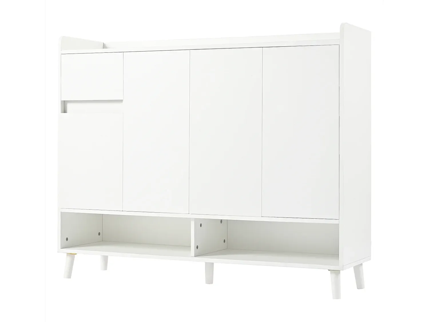Móvel De Arrumação|Sapateira|Merax Sapateira - 120 x 35 x 99 cm - com 4 portas e 1 gaveta + prateleira ajustável - amplo espaço de armazenamento - aglomerado - Branco
