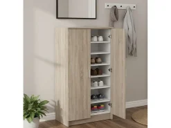 Móvel De Arrumação|Sapateira*Dmora Sapateira 0, Armário multifuncional, Armário de arrumação com prateleiras, Sapateira com duas portas e 6 prateleiras, 55x36h108 cm, Carvalho Castanho