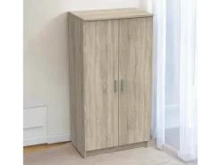 Móvel De Arrumação|Sapateira*Dmora Sapateira 0, Armário multifuncional, Armário de arrumação com prateleiras, Sapateira com duas portas e 6 prateleiras, 55x36h108 cm, Carvalho Castanho