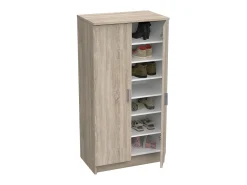Móvel De Arrumação|Sapateira*Dmora Sapateira 0, Armário multifuncional, Armário de arrumação com prateleiras, Sapateira com duas portas e 6 prateleiras, 55x36h108 cm, Carvalho Castanho