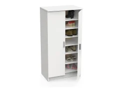 Móvel De Arrumação|Sapateira|Dmora Sapateira 0, Armário multifuncional, Armário de arrumação com prateleiras, Sapateira com duas portas e 6 prateleiras, 55x36h108 cm, Branco