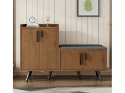 Móvel De Arrumação|Sapateira|ModernLuxe Sapateira - com banco e 4 portas - Castanho
