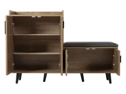 Móvel De Arrumação|Sapateira|ModernLuxe Sapateira - com banco e 4 portas - Castanho