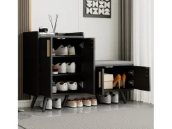 Móvel De Arrumação|Sapateira*ModernLuxe Sapateira - com banco e 4 portas - Preto