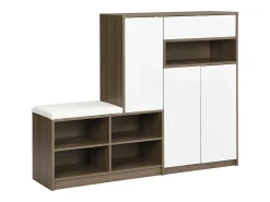 Online Merax Sapateira + conjunto de sapateira com almofada - 140 x 35 x 110 cm - Aglomerado - Branco