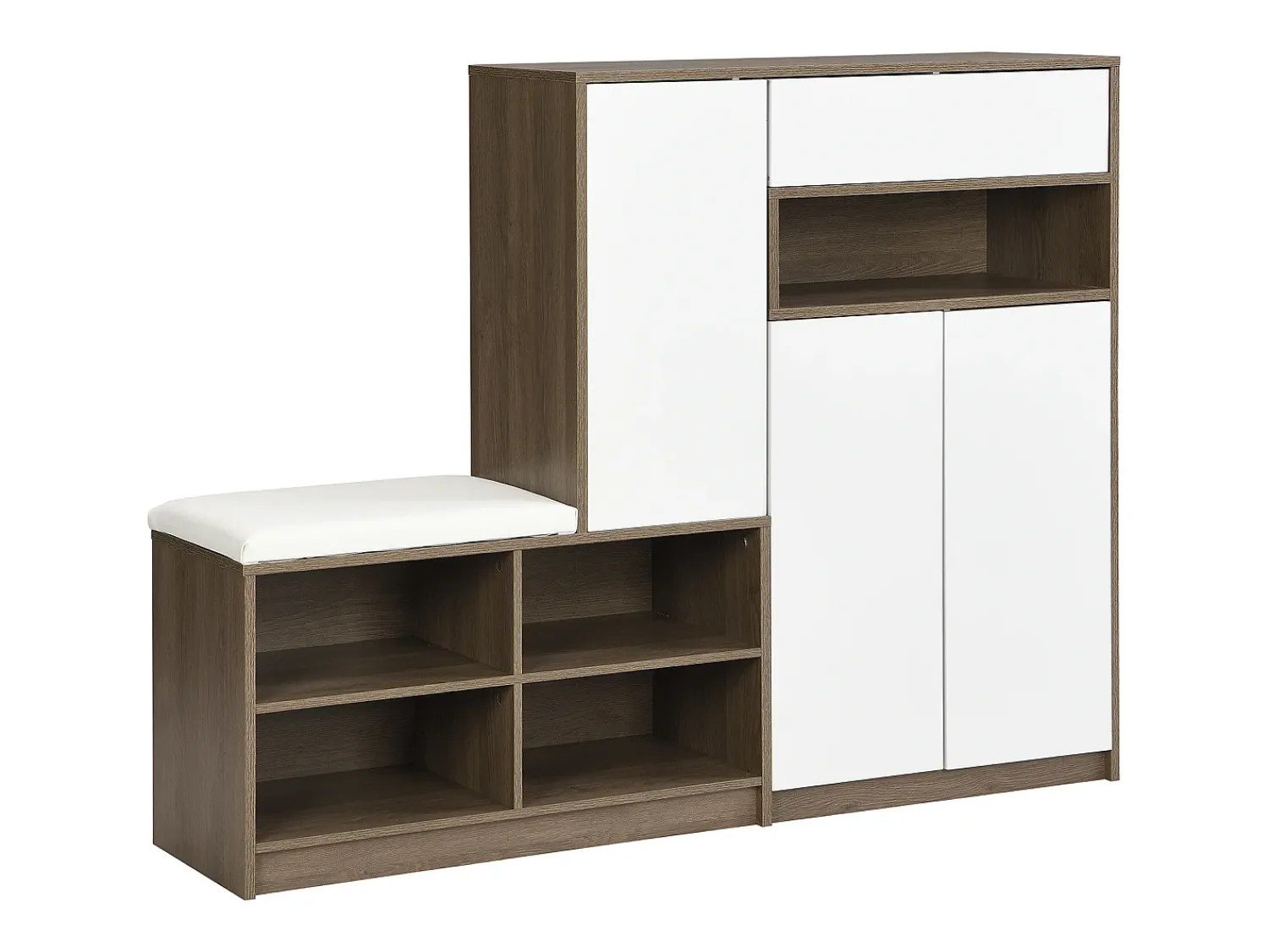 Online Merax Sapateira + conjunto de sapateira com almofada - 140 x 35 x 110 cm - Aglomerado - Branco