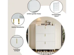 Móvel De Arrumação|Sapateira|Merax Sapateira 3 portas - 80 x 23 x 123,5 cm - prateleira regulável com 6 compartimentos - MDF - Branco