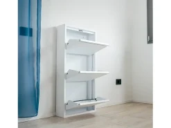 Dmora Sapateira 0, Sapateira com portas sanfonadas para entrada em metal, Sapateira linear moderna em , 50x15h103 cm, com 3 portas^ Móvel De Arrumação|Sapateira
