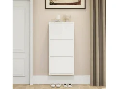 Dmora Sapateira 0, Sapateira com portas sanfonadas para entrada em metal, Sapateira linear moderna em , 50x15h103 cm, com 3 portas^ Móvel De Arrumação|Sapateira