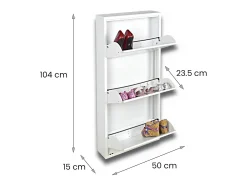 Dmora Sapateira 0, Sapateira com portas sanfonadas para entrada em metal, Sapateira linear moderna em , 50x15h103 cm, com 3 portas^ Móvel De Arrumação|Sapateira