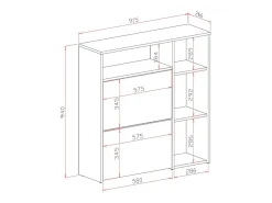 Outlet Dmora Sapateira 0, Sapateira de entrada com prateleiras, Armário multiuso moderno com 3 portas, Fabricado na Itália, 91x27h94 cm, Antracite e Cimento Preto