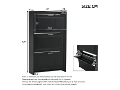 Móvel De Arrumação|Sapateira|Hauss Spole Sapateira 70 x 24 x 120 cm com 6 compartimentos - Preta Preto