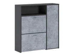 Móvel De Arrumação|Sapateira|Dmora Sapateira Aldaya, Sapateira que economiza espaço, Sapateira de entrada, Armário com 3 portas dobráveis, 92x27h94 cm, Antracite, Cimento Preto