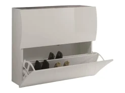 Móvel De Arrumação|Sapateira*Dmora Sapateira Andrea, Armário multiuso com 2 portas dobráveis, Sapateira de entrada, 100% Fabricado na Itália, 101x27h82 cm, brilhante Branco