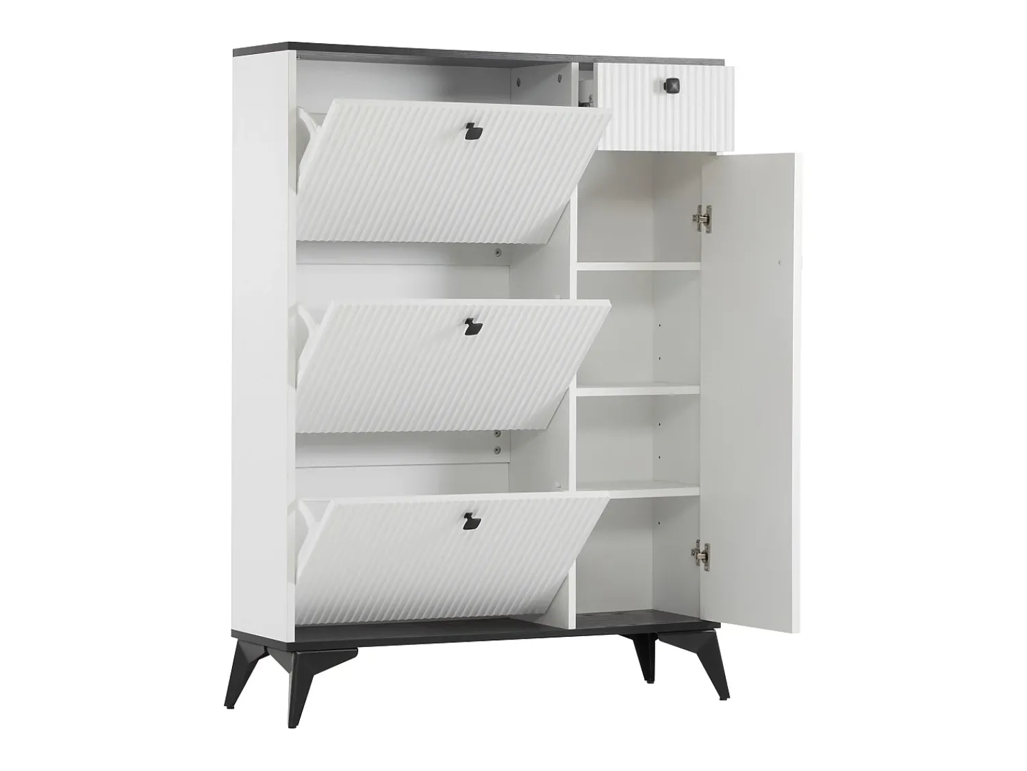 Móvel De Arrumação|Sapateira|Hauss Spole Sapateira branca com 1 gaveta e 4 portas, pés pretos 90x25x121cm Branco