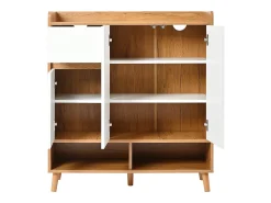 Hauss Spole Sapateira branca e madeira com 3 portas e 1 gaveta, prateleiras reguláveis ​​​​90x35x99cm^ Móvel De Arrumação|Sapateira