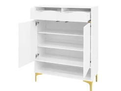 Móvel De Arrumação|Sapateira* Sapateira branca moderna com LED e 2 gavetas, design e iluminação para corredor Branco