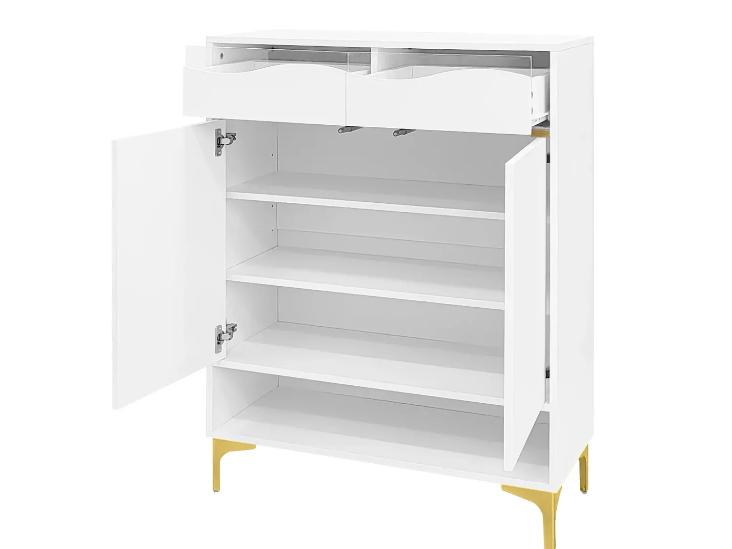 Móvel De Arrumação|Sapateira* Sapateira branca moderna com LED e 2 gavetas, design e iluminação para corredor Branco