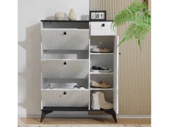 Móvel De Arrumação|Sapateira*Merax Sapateira com 3 abas, 1 gaveta e 1 porta - 90 x 25 x 121 cm - Aglomerado e metal - Branco