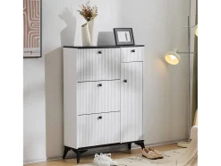 Móvel De Arrumação|Sapateira*Merax Sapateira com 3 abas, 1 gaveta e 1 porta - 90 x 25 x 121 cm - Aglomerado e metal - Branco