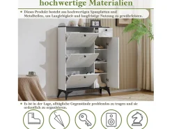 Móvel De Arrumação|Sapateira*Merax Sapateira com 3 abas, 1 gaveta e 1 porta - 90 x 25 x 121 cm - Aglomerado e metal - Branco