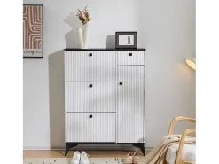 Móvel De Arrumação|Sapateira*Merax Sapateira com 3 abas, 1 gaveta e 1 porta - 90 x 25 x 121 cm - Aglomerado e metal - Branco