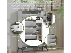 Móvel De Arrumação|Sapateira*Merax Sapateira com 3 abas, 1 gaveta e 1 porta - 90 x 25 x 121 cm - Aglomerado e metal - Branco