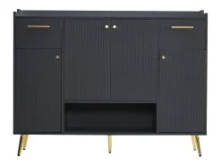 Móvel De Arrumação|Sapateira*Merax Sapateira com 2 gavetas e 4 portas - 130 x 37 x 100 cm - pés metálicos e aglomerado - Preto