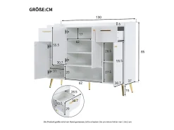 Merax Sapateira com 2 gavetas e 4 portas - 130 x 37 x 100 cm - pés metálicos e aglomerado -^ Móvel De Arrumação|Sapateira