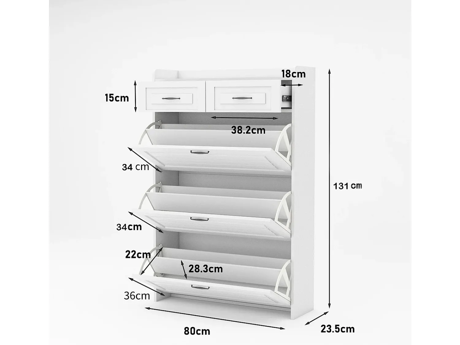 Móvel De Arrumação|Sapateira*Hauss Spole Sapateira com 2 gavetas e 3 portas - Puxadores pretos - Madeira branca Branco