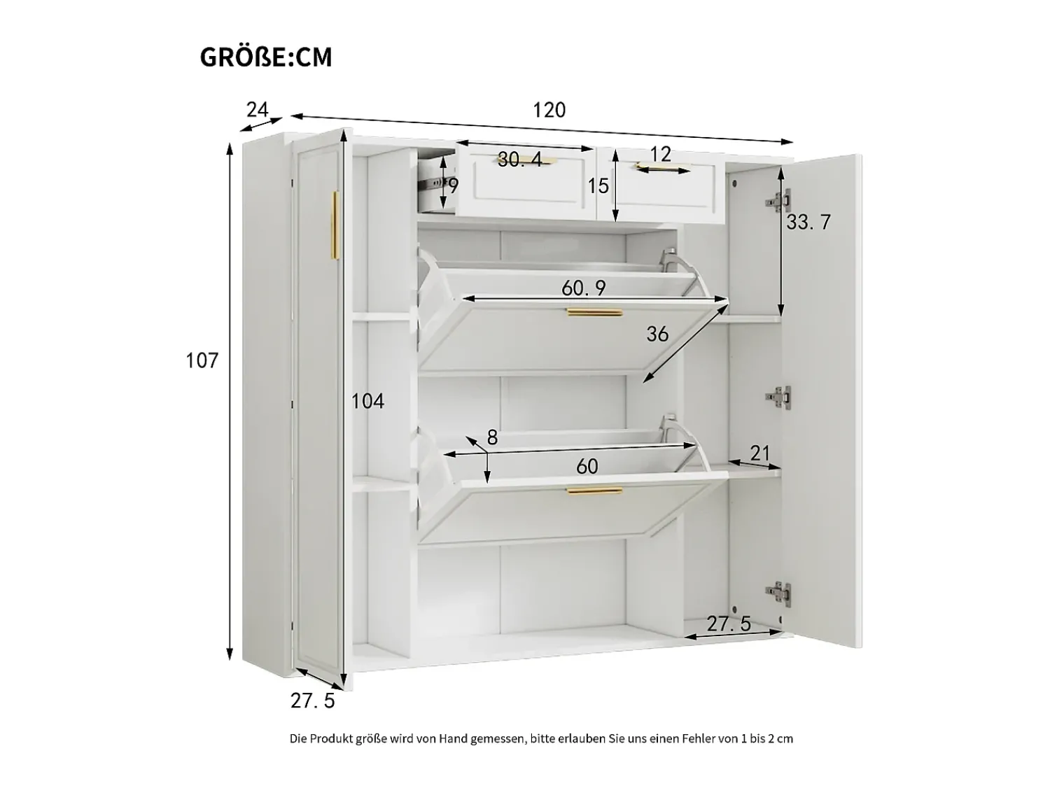 Móvel De Arrumação|Sapateira*Hauss Spole Sapateira com 2 gavetas e 4 portas - Branca 120x24x107 cm Branco