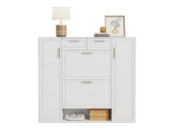 Móvel De Arrumação|Sapateira*Hauss Spole Sapateira com 2 gavetas e 4 portas - Branca 120x24x107 cm Branco