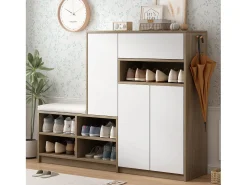 Clearance Hauss Spole Sapateira com 3 portas, 1 gaveta e banco estofado - Madeira PB - Branco
