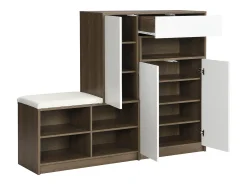 Clearance Hauss Spole Sapateira com 3 portas, 1 gaveta e banco estofado - Madeira PB - Branco