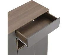Hauss Spole Sapateira com 3 portas, 1 gaveta e banco estofado - Madeira PB - Cinza Cinzento