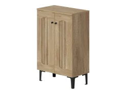 Móvel De Arrumação|Sapateira|Hauss Spole Sapateira com 2 portas - prateleiras ajustáveis ​​- Cor: madeira e preto Natural claro