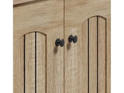 Móvel De Arrumação|Sapateira|Hauss Spole Sapateira com 2 portas - prateleiras ajustáveis ​​- Cor: madeira e preto Natural claro