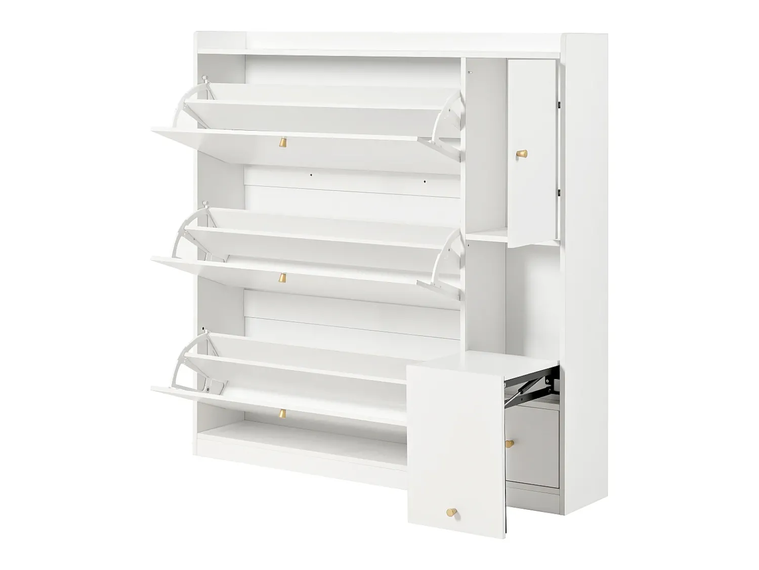 Best Hauss Spole Sapateira com 4 portas, banco rebatível e 1 gaveta - Madeira PB branca Branco