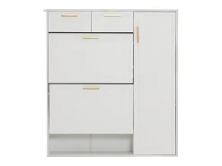 Móvel De Arrumação|Sapateira*Merax Sapateira com 3 portas e 2 gavetas - 95 x 24 x 107,5 cm - Prateleiras reguláveis - Aglomerado - Branco