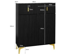 Móvel De Arrumação|Sapateira|Hauss Spole Sapateira com 2 portas e 2 gavetas - Painéis texturados - Preto