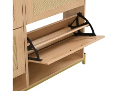 Móvel De Arrumação|Sapateira*Hauss Spole Sapateira com 4 portas em rattan - Base em metal - Cor carvalho claro Natural claro