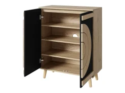 Best Hauss Spole Sapateira com 2 portas redondas geométricas - e bege claro Preto