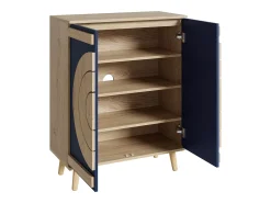 Móvel De Arrumação|Sapateira*Hauss Spole Sapateira com 2 portas redondas geométricas - e bege claro Azul