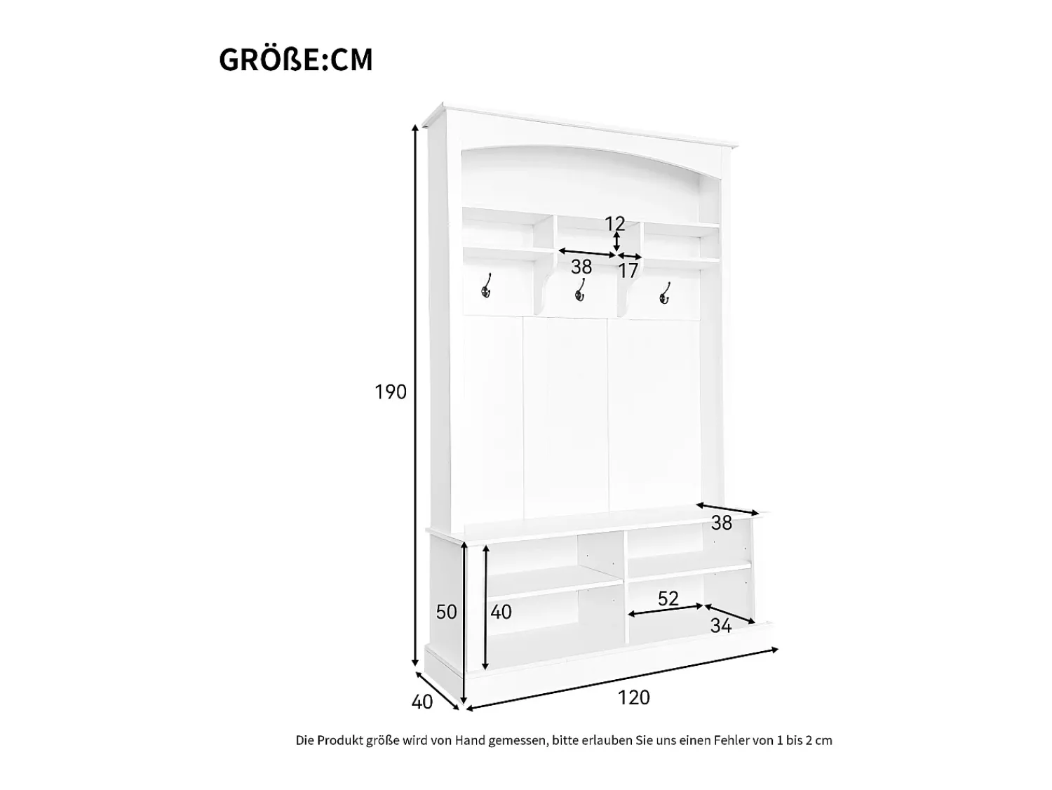 Móvel De Arrumação|Sapateira*Merax Sapateira com banco, 2 prateleiras para sapatos e cabide - 120 x 40 x 190 cm - Aglomerado - Branco