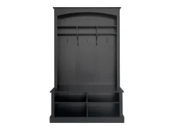 Móvel De Arrumação|Sapateira|Merax Sapateira com banco, 2 prateleiras para sapatos e cabide - 120 x 40 x 190 cm - Aglomerado - Preto